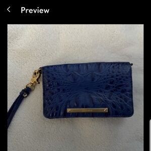 Brahmin Navy Embossed Leather Wristlet
